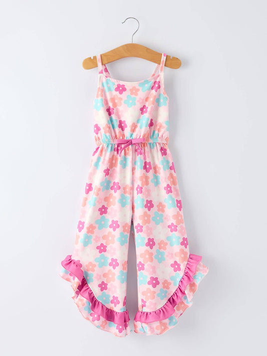 Girl Colorful Floral Flared Jumpsuit