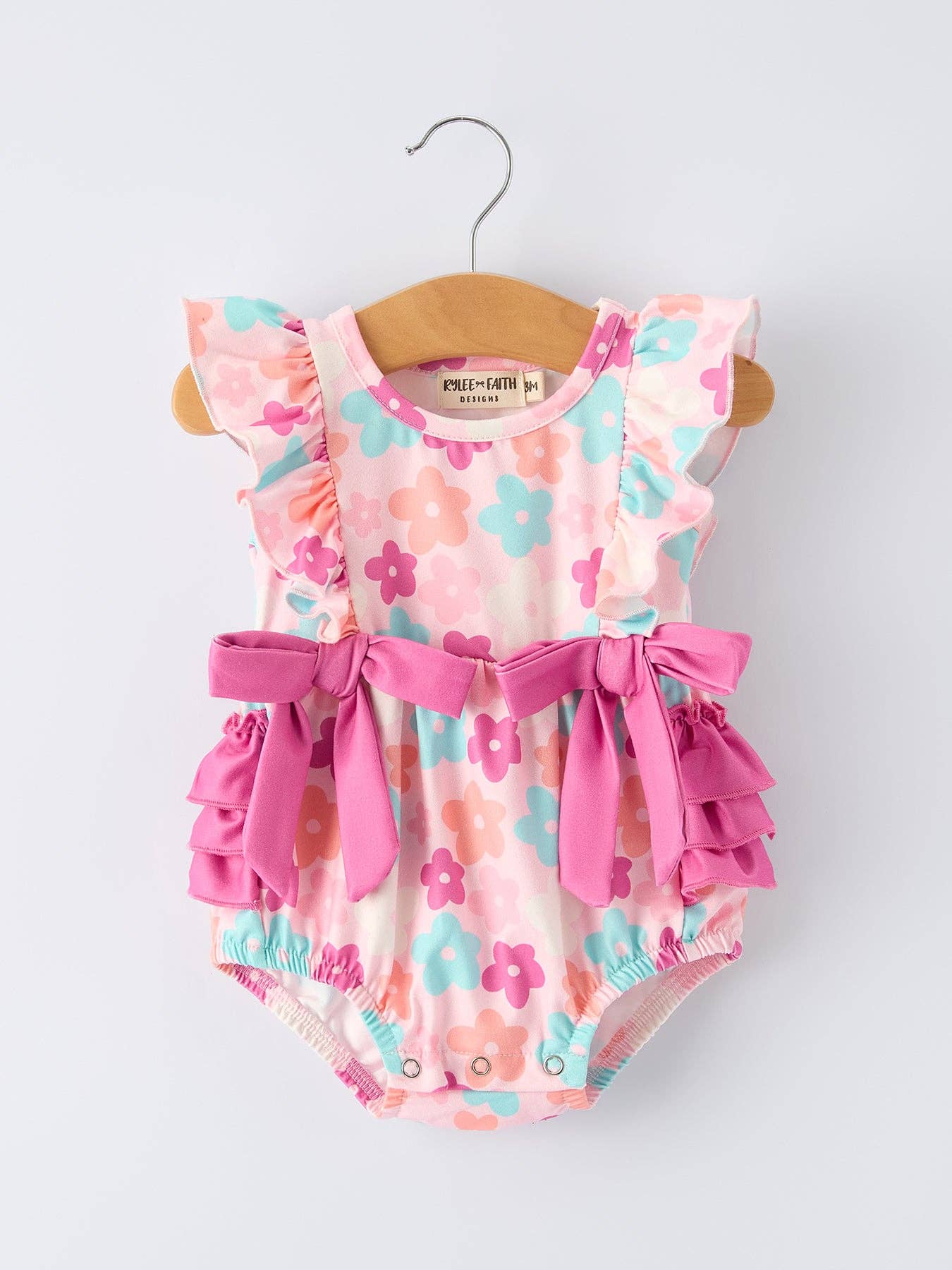 Colorful Floral Ruffle Girls Romper