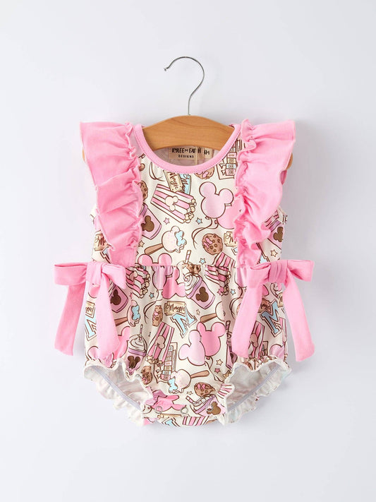 Sweet Treat Print Girls Short Sleeve Romper