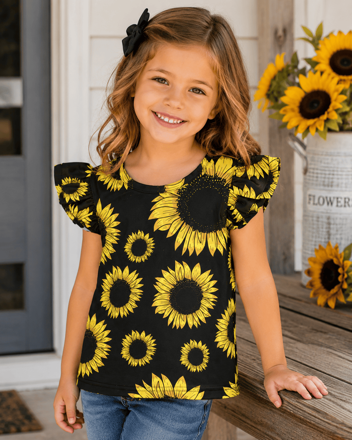 Sunflower Ruffle Sleeveless Top