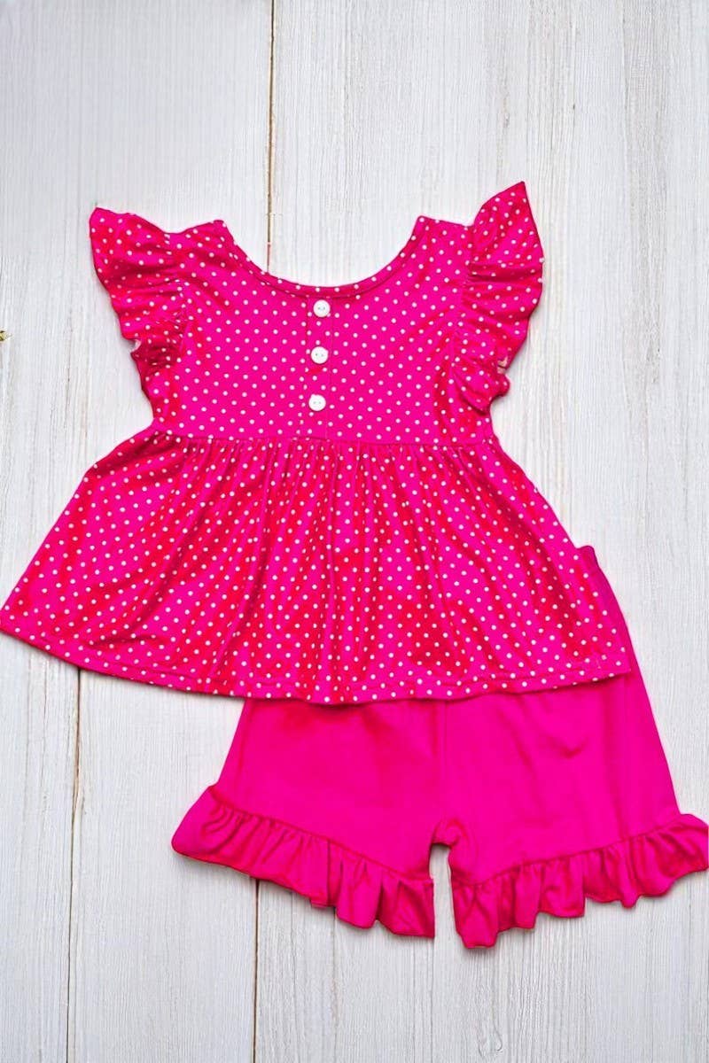 Pink Polka Dot Top w/ Shorts Set