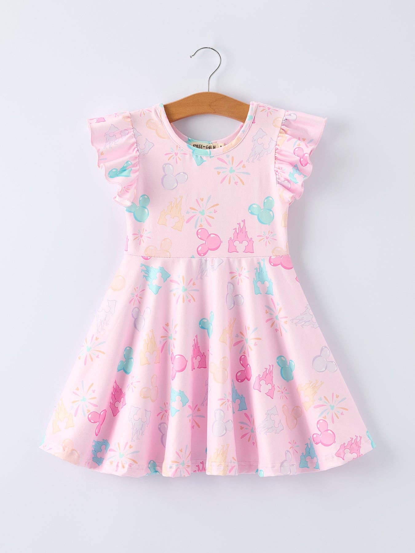 Theme Park Print Girls Twirl Dress