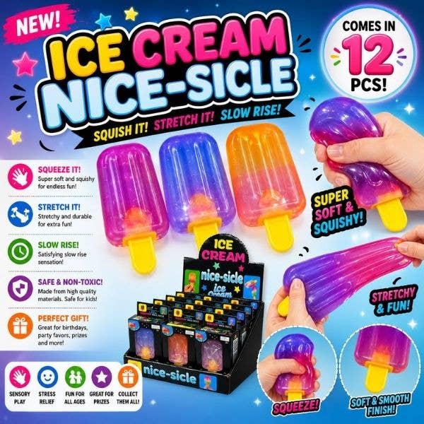 Ice Cream Nice-Sicle – Stretchy Slow-Rise Popsicle Squishy