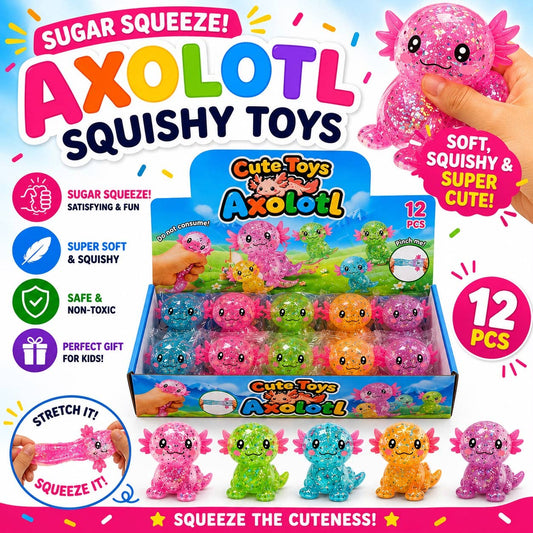Sugar Squeeze Axolotl Squishy – Glittery Stretch & Squeeze