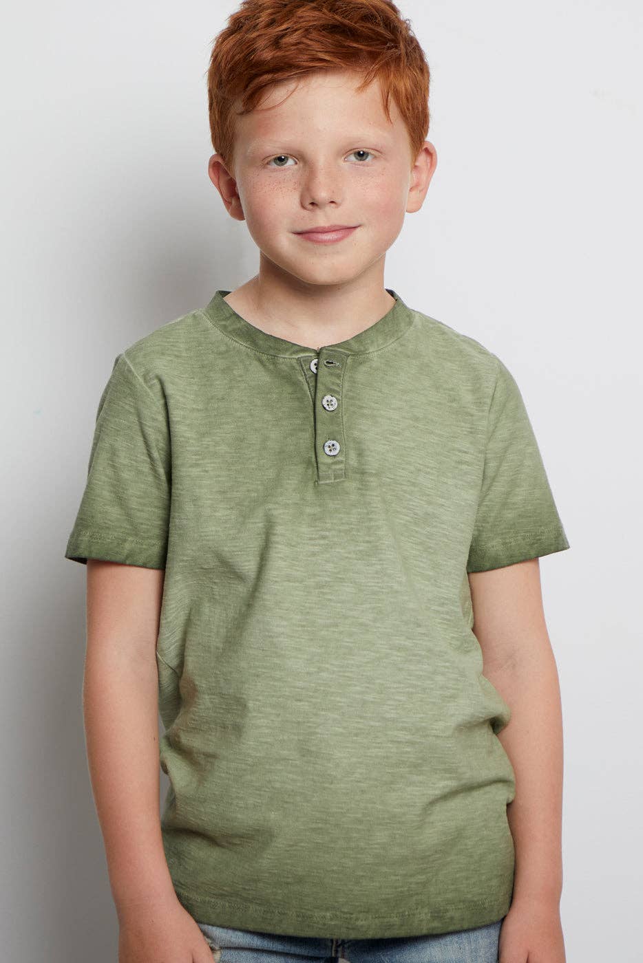 Slub Henley: Bronze Green