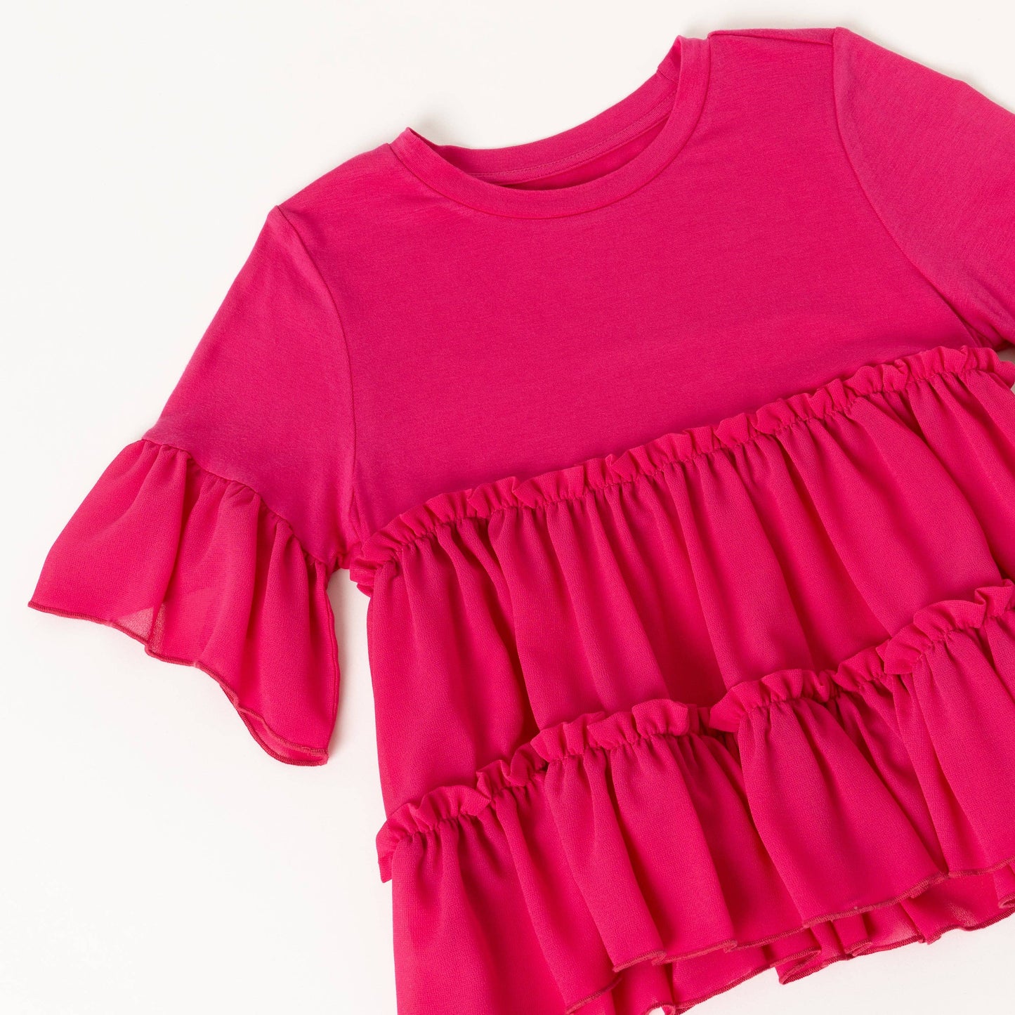 Tiered Ruffle Top: Pink Peacock
