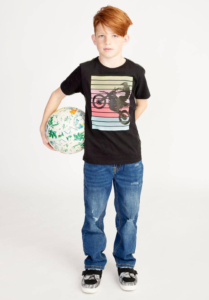 Wheelie Print Tee: Black